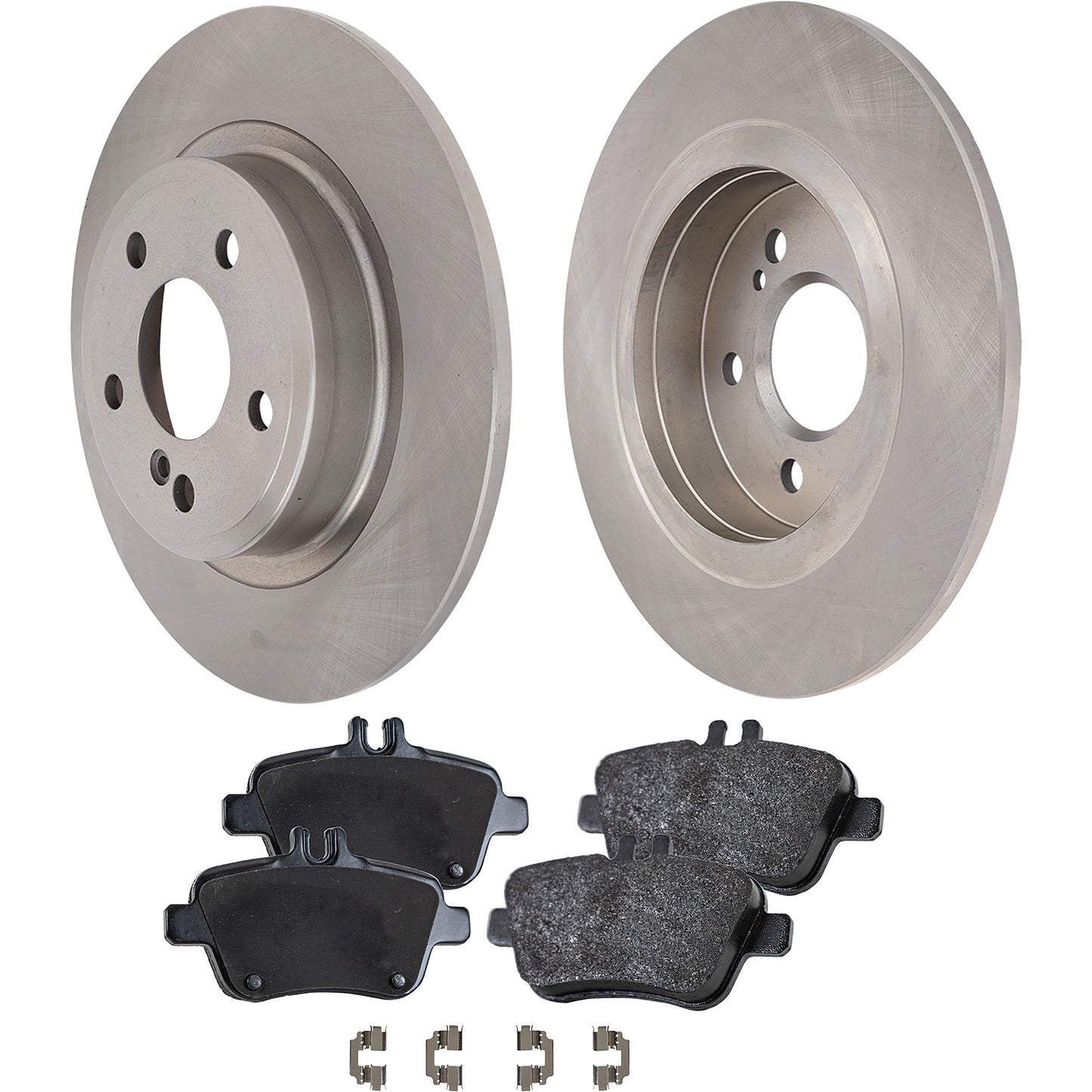 2-Wheel Set Rear Brake Disc and Pad Kit, Plain Surface 5 Lugs 295 mm Organic Pro-Line Series, Includes (2) Brake Disc and (1) Brake Pad Set