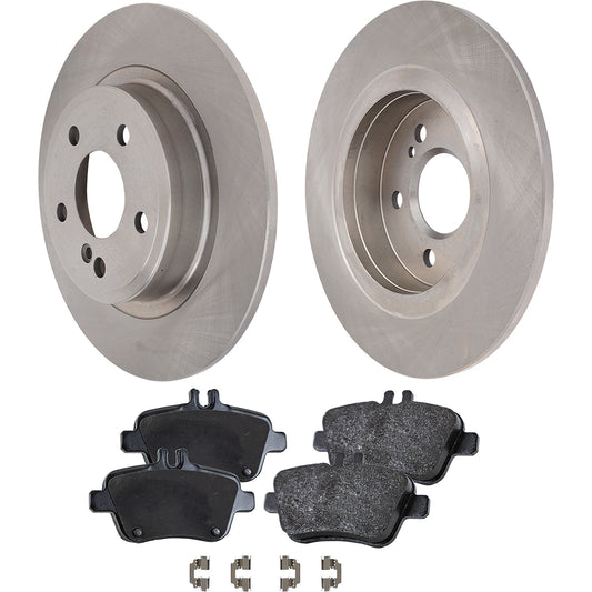 2-Wheel Set Rear Brake Disc and Pad Kit, Plain Surface 5 Lugs 295 mm Organic Pro-Line Series, Includes (2) Brake Disc and (1) Brake Pad Set
