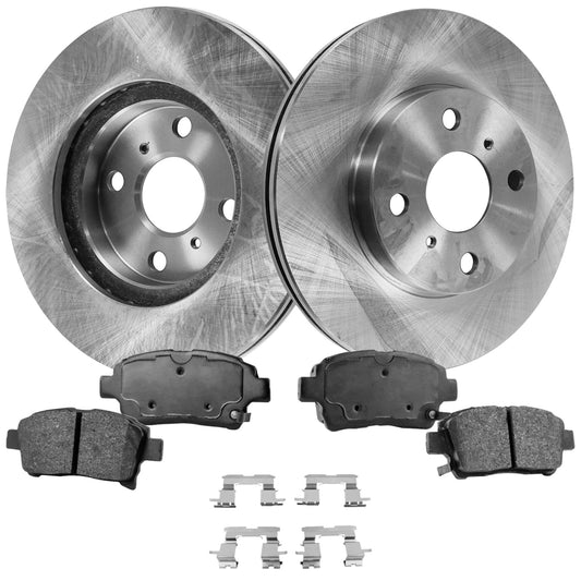 2-Wheel Set Front Brake Disc and Pad Kit, Plain Surface 4 Lugs 255.02 mm Ceramic Pro-Line Series, Includes (2) Brake Disc and (1) Brake Pad Set
