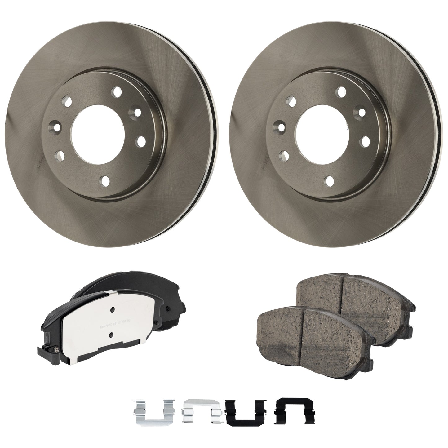 2-Wheel Set Front Brake Disc and Pad Kit, Plain Surface 5 Lugs 275.84 mm Ceramic Pro-Line Series, Includes (2) Brake Disc and (1) Brake Pad Set