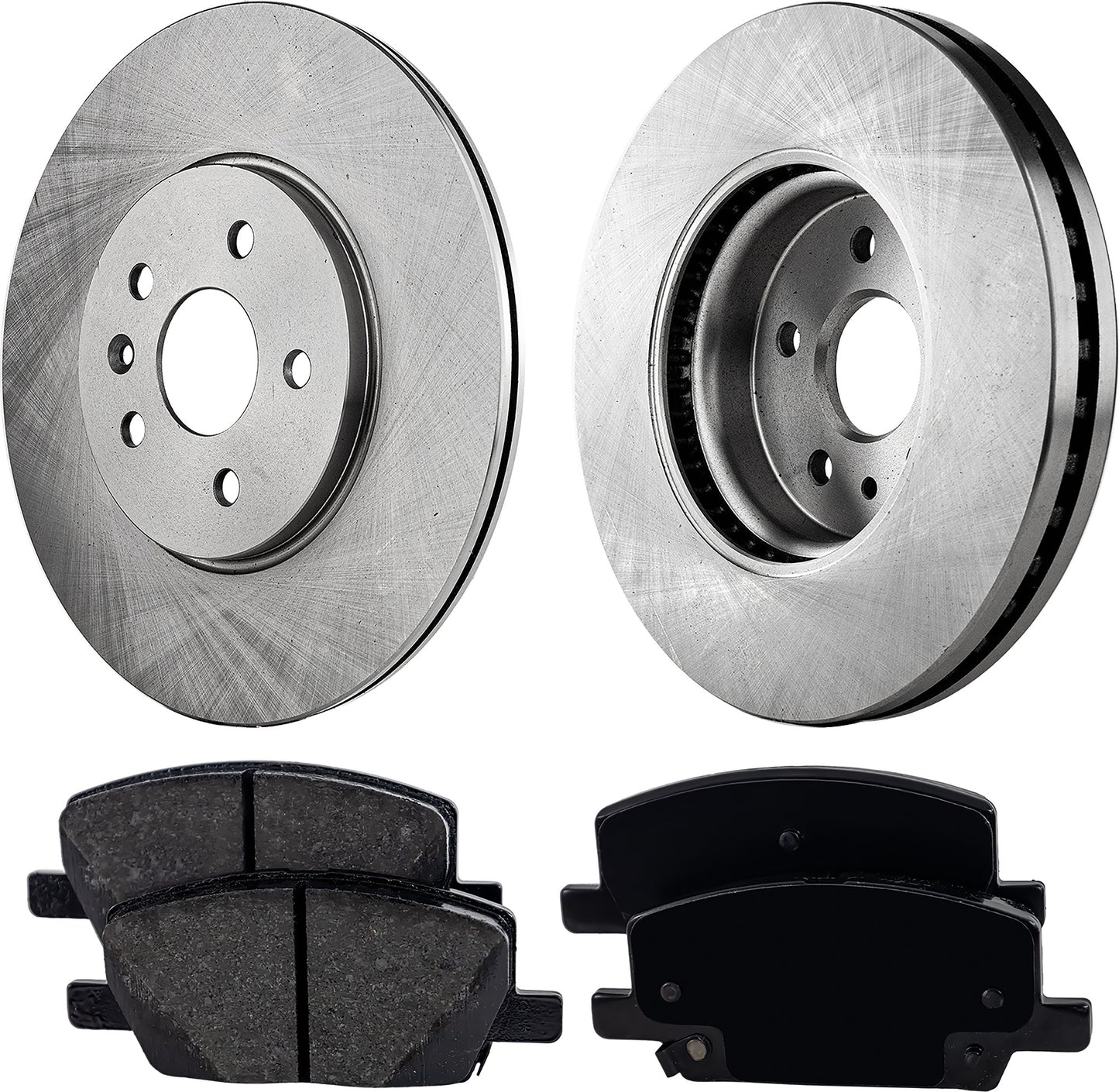 2-Wheel Set Front Brake Disc and Pad Kit, Plain Surface 5 Lugs 299.97 mm Ceramic Pro-Line Series, Includes (2) Brake Disc and (1) Brake Pad Set