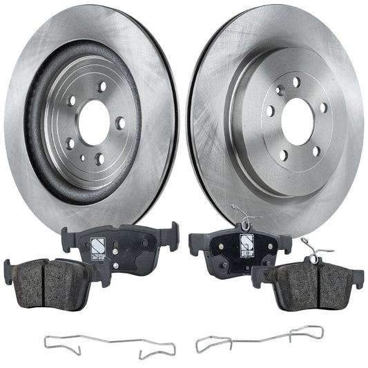 2-Wheel Set Rear Brake Disc and Pad Kit, Plain Surface 5 Lugs 352.04 mm Ceramic Pro-Line Series, Includes (2) Brake Disc and (1) Brake Pad Set