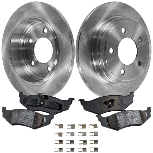 2-Wheel Set Rear Brake Disc and Pad Kit, Plain Surface 5 Lugs 270.26 mm Ceramic Pro-Line Series, Includes (2) Brake Disc and (1) Brake Pad Set