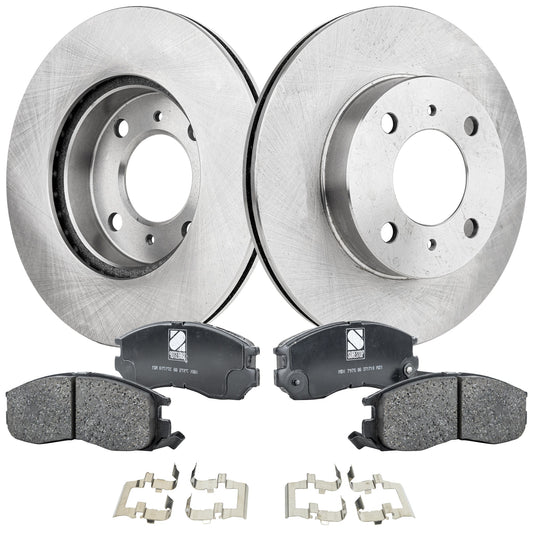 2-Wheel Set Front Brake Disc and Pad Kit, Plain Surface 4 Lugs 235.97 mm Ceramic Pro-Line Series, Includes (2) Brake Disc and (1) Brake Pad Set