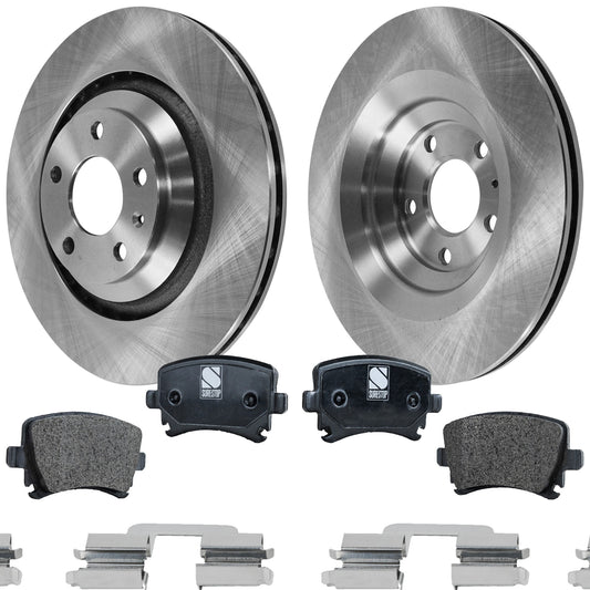 2-Wheel Set Rear Brake Disc and Pad Kit, Plain Surface 5 Lugs 329.95 mm Semi-metallic Pro-Line Series, Includes (2) Brake Disc and (1) Brake Pad Set