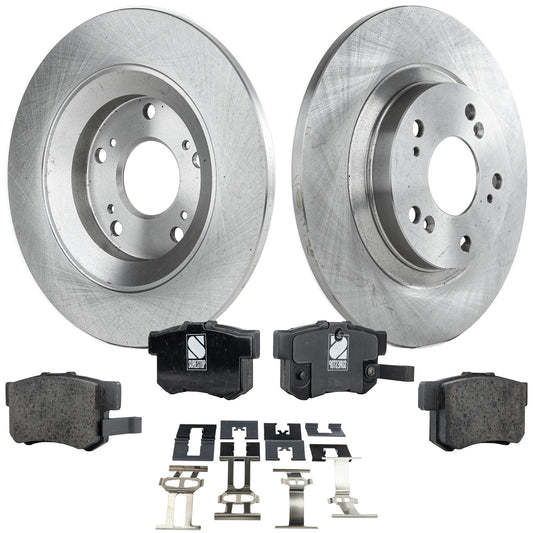 2-Wheel Set Rear Brake Disc and Pad Kit, Plain Surface 5 Lugs 281.69 mm Ceramic Pro-Line Series, Includes (2) Brake Disc and (1) Brake Pad Set