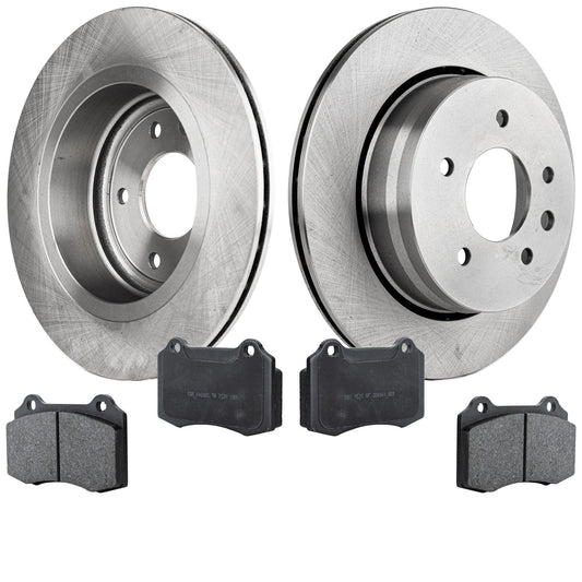 2-Wheel Set Rear Brake Disc and Pad Kit, Plain Surface 5 Lugs 305.05 mm Organic Pro-Line Series, Includes (1) Brake Pad Set and (2) Brake Disc