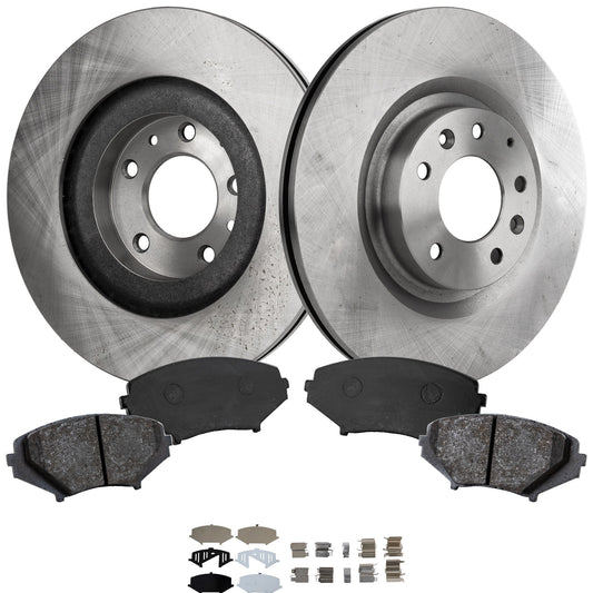 2-Wheel Set Front Brake Disc and Pad Kit, Plain Surface 5 Lugs 323.09 mm Ceramic Pro-Line Series, Includes (2) Brake Disc and (1) Brake Pad Set