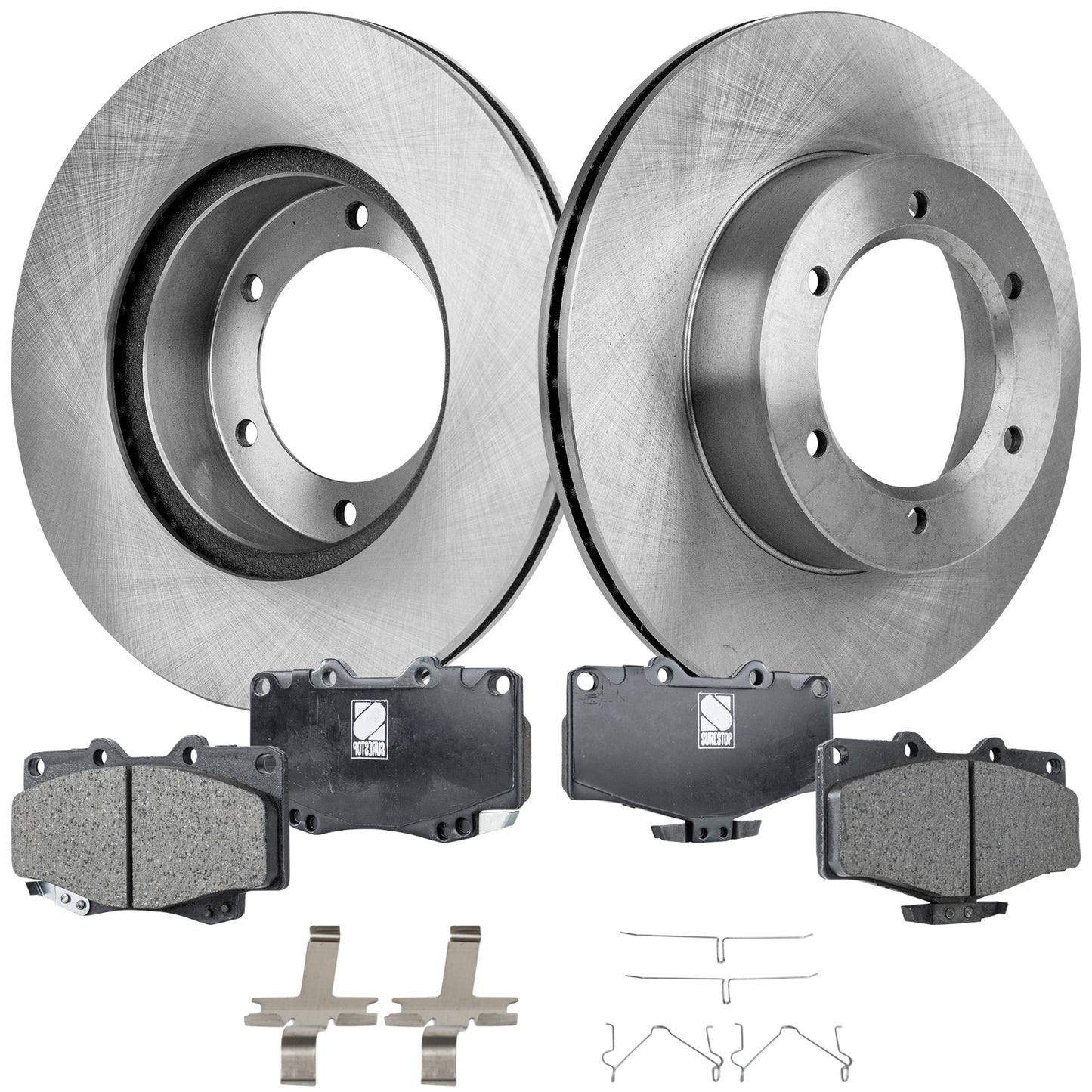 2-Wheel Set Brake Disc and Pad Kit, Plain Surface 6 Lugs 289.05 mm Ceramic 4WD Pro-Line Series, Includes (1) Brake Pad Set and (2) Brake Disc