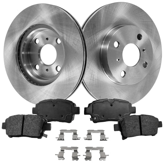 2-Wheel Set Front Brake Disc and Pad Kit, Plain Surface 4 Lugs 255.02 mm Ceramic Pro-Line Series, Includes (2) Brake Disc and (1) Brake Pad Set