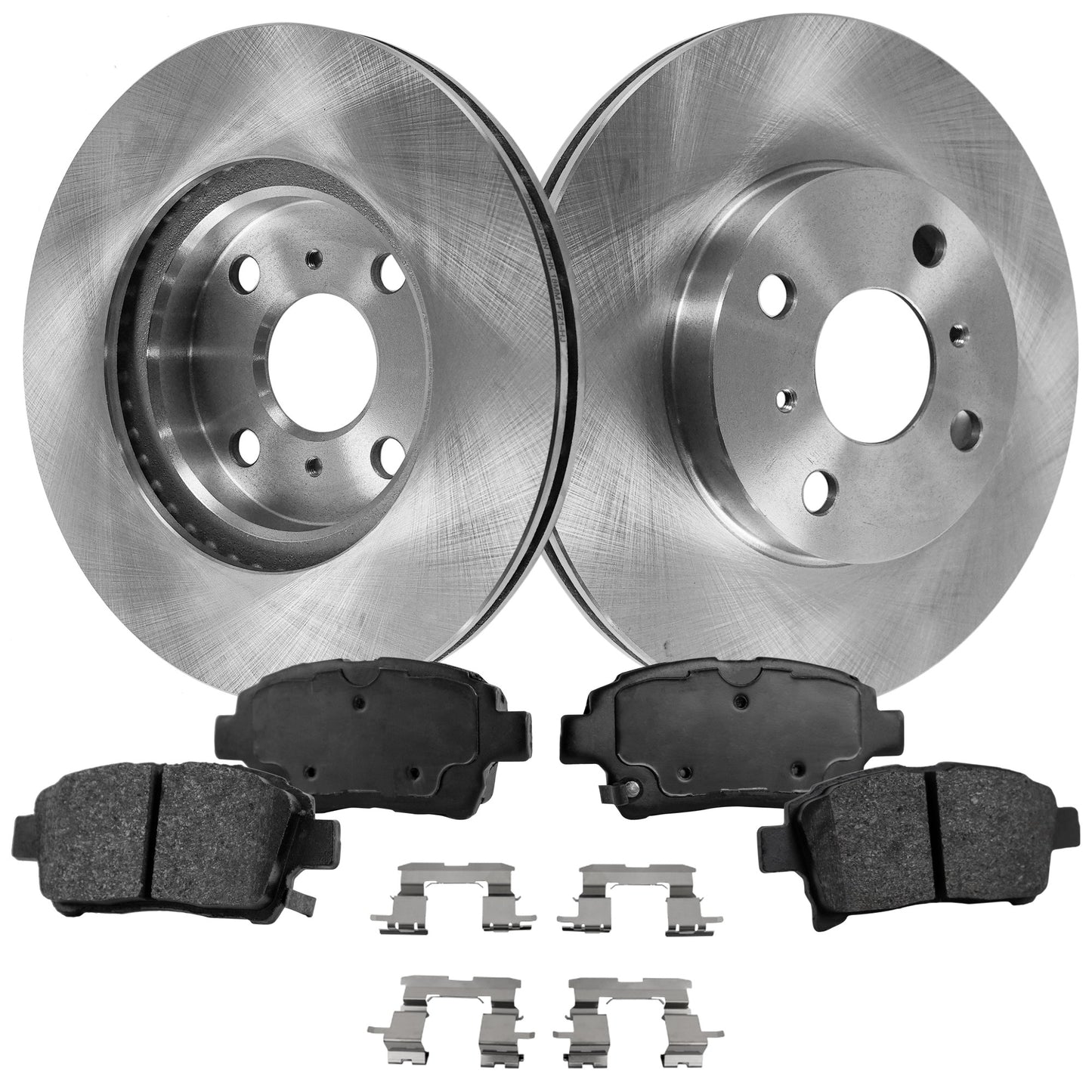 2-Wheel Set Front Brake Disc and Pad Kit, Plain Surface 4 Lugs 255.02 mm Ceramic Pro-Line Series, Includes (2) Brake Disc and (1) Brake Pad Set