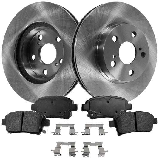 2-Wheel Set Front Brake Disc and Pad Kit, Plain Surface 5 Lugs 255.02 mm Ceramic Pro-Line Series, Includes (2) Brake Disc and (1) Brake Pad Set