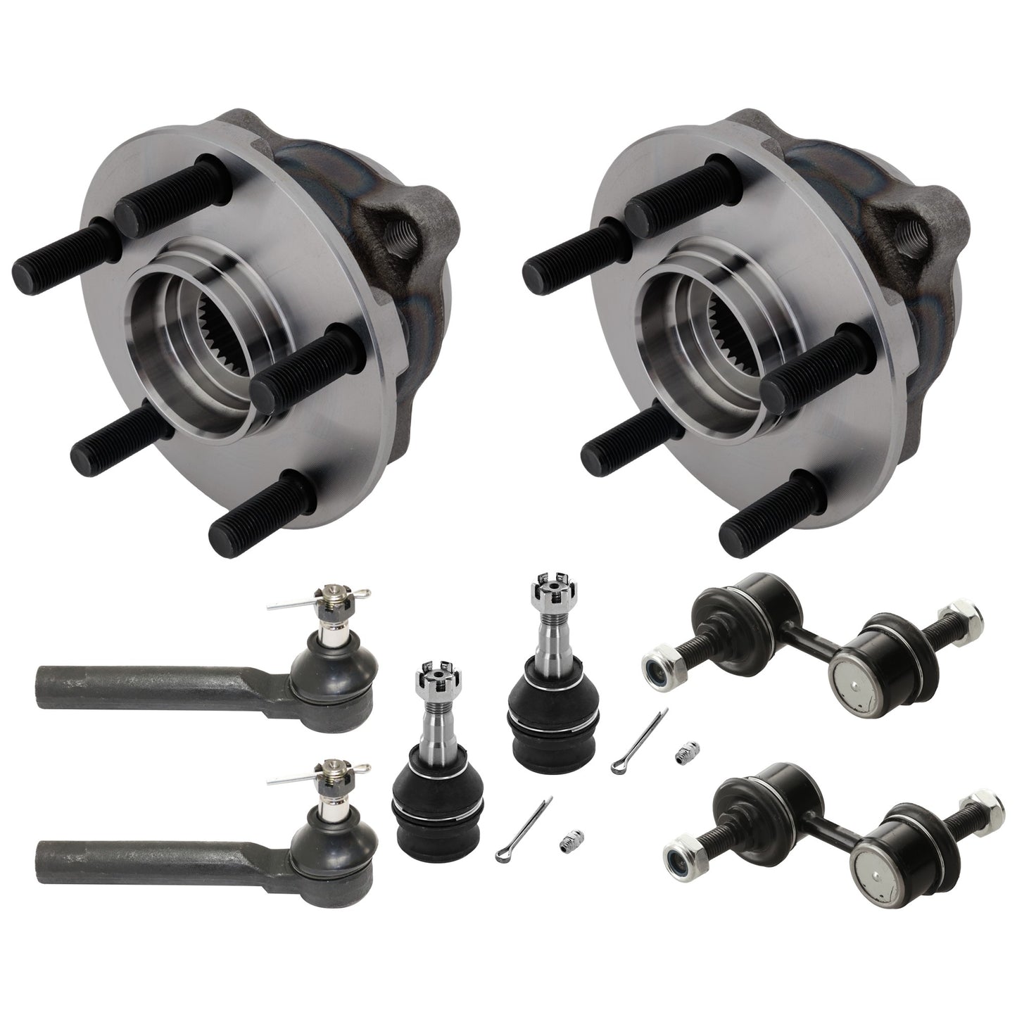 8-Piece Kit Front Suspension Kit, Includes (2) Wheel Hub, (2) Sway Bar Link, (2) Tie Rod End and (2) Ball Joint