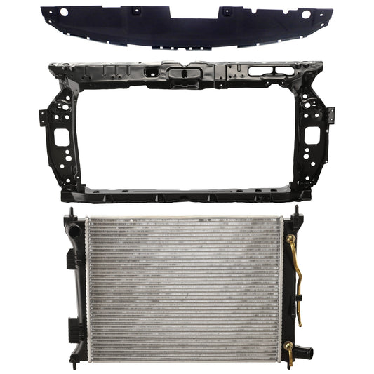 Комплект радиатора из 3 частей, 4 цилиндра, 1,6 л, включает в себя (1) радиатор, (1) опору радиатора и (1) крышку опоры радиатора