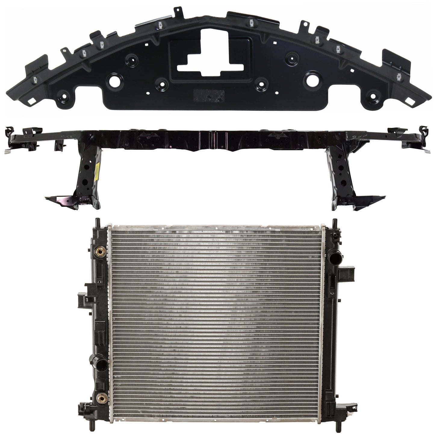 Комплект радиатора из 3 частей, 4 цилиндра, 2,0 л, включает в себя (1) радиатор, (1) опору радиатора и (1) крышку опоры радиатора