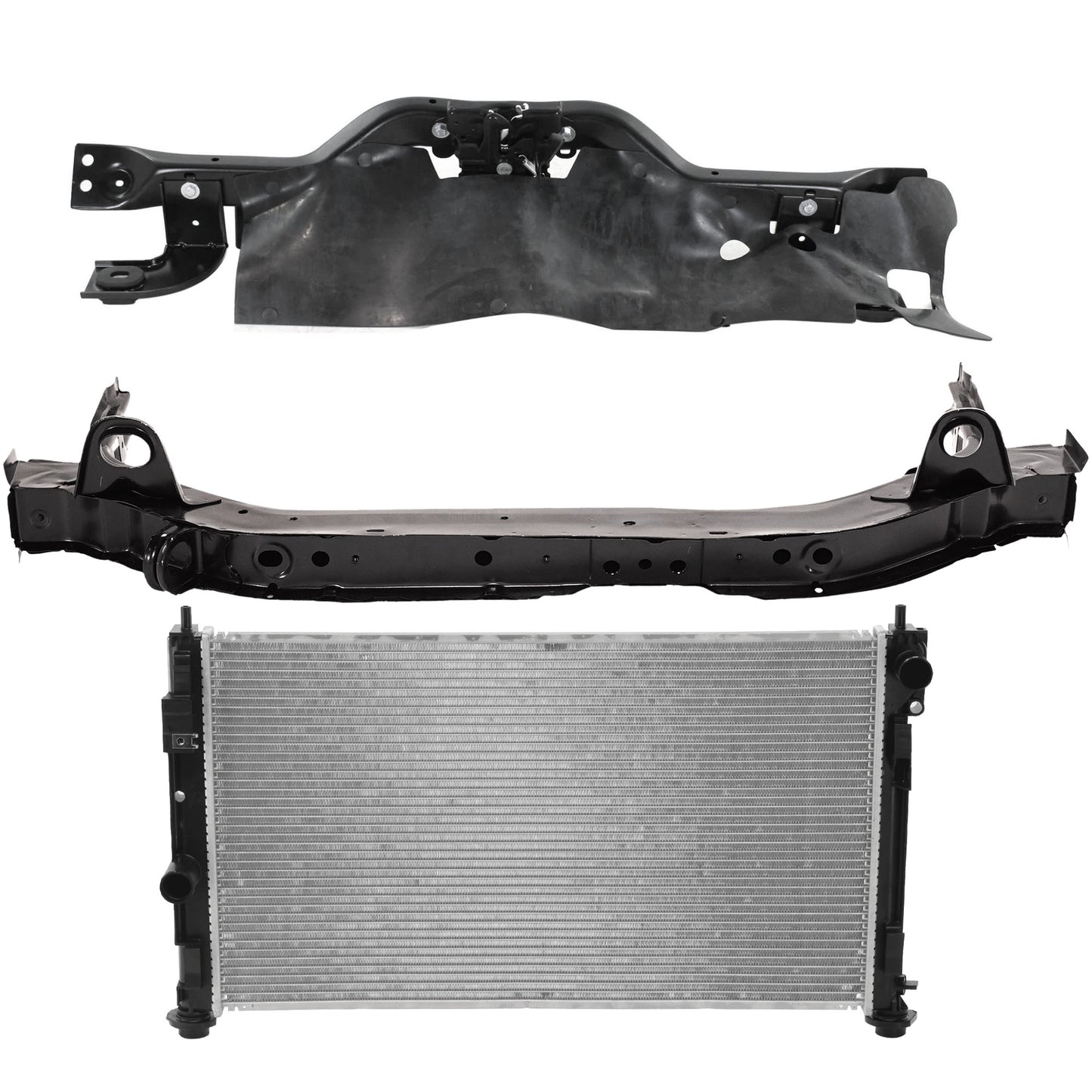 3-Piece Kit Radiator, 4 Cyl 2.4L, includes (2) Radiator Support and (1) Radiator
