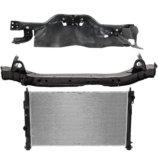 3-Piece Kit Radiator, 4 Cyl 2.4L, includes (2) Radiator Support and (1) Radiator