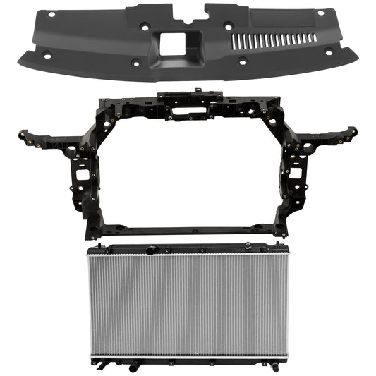 3-Piece Kit Radiator, North America Built Vehicle, 4 Cyl 1.5L, includes (1) Radiator, (1) Radiator Support, and (1) Radiator Support Cover