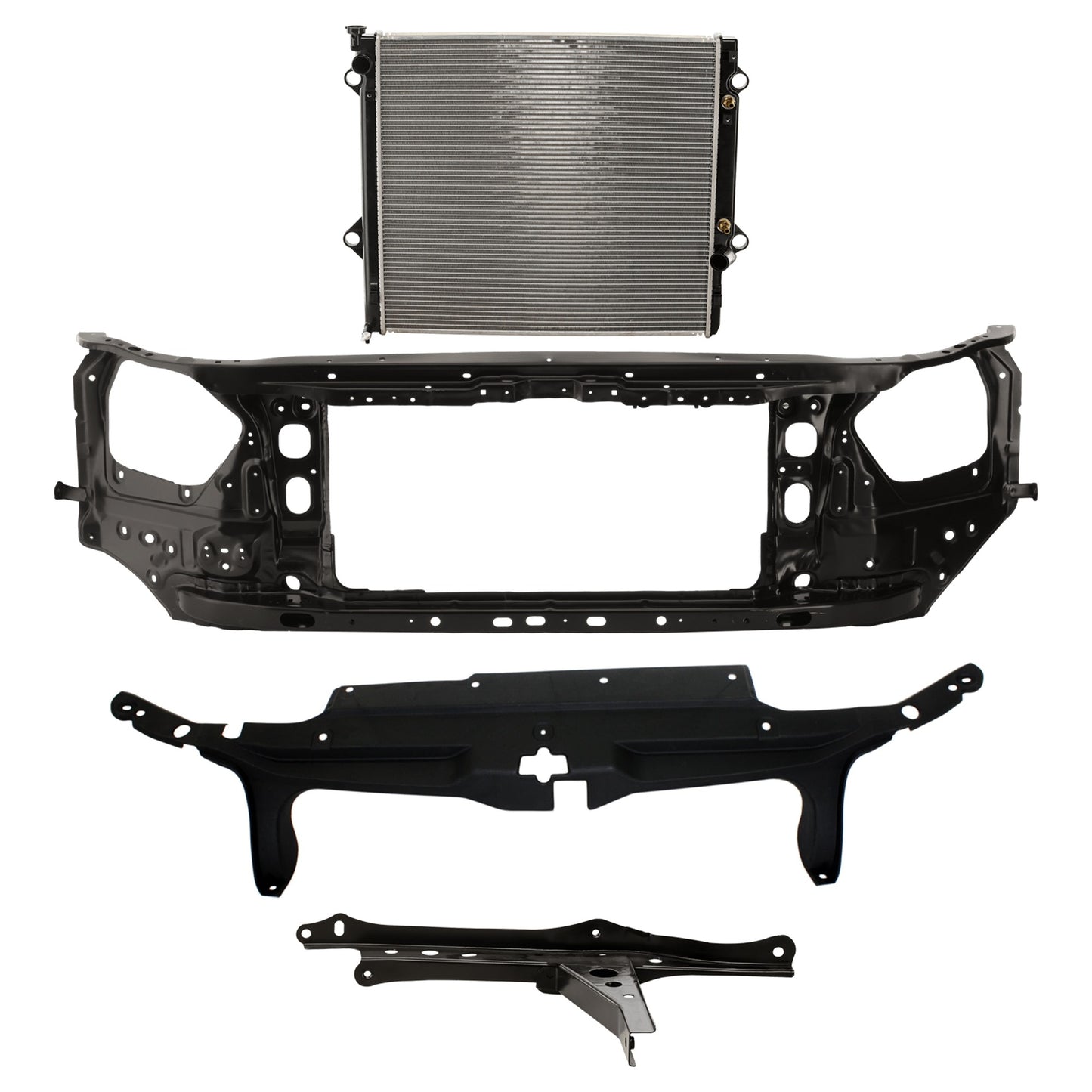 4-Piece Kit Radiator, 8 Cyl 4.7L, includes (2) Radiator Support, (1) Radiator and (1) Radiator Support Cover