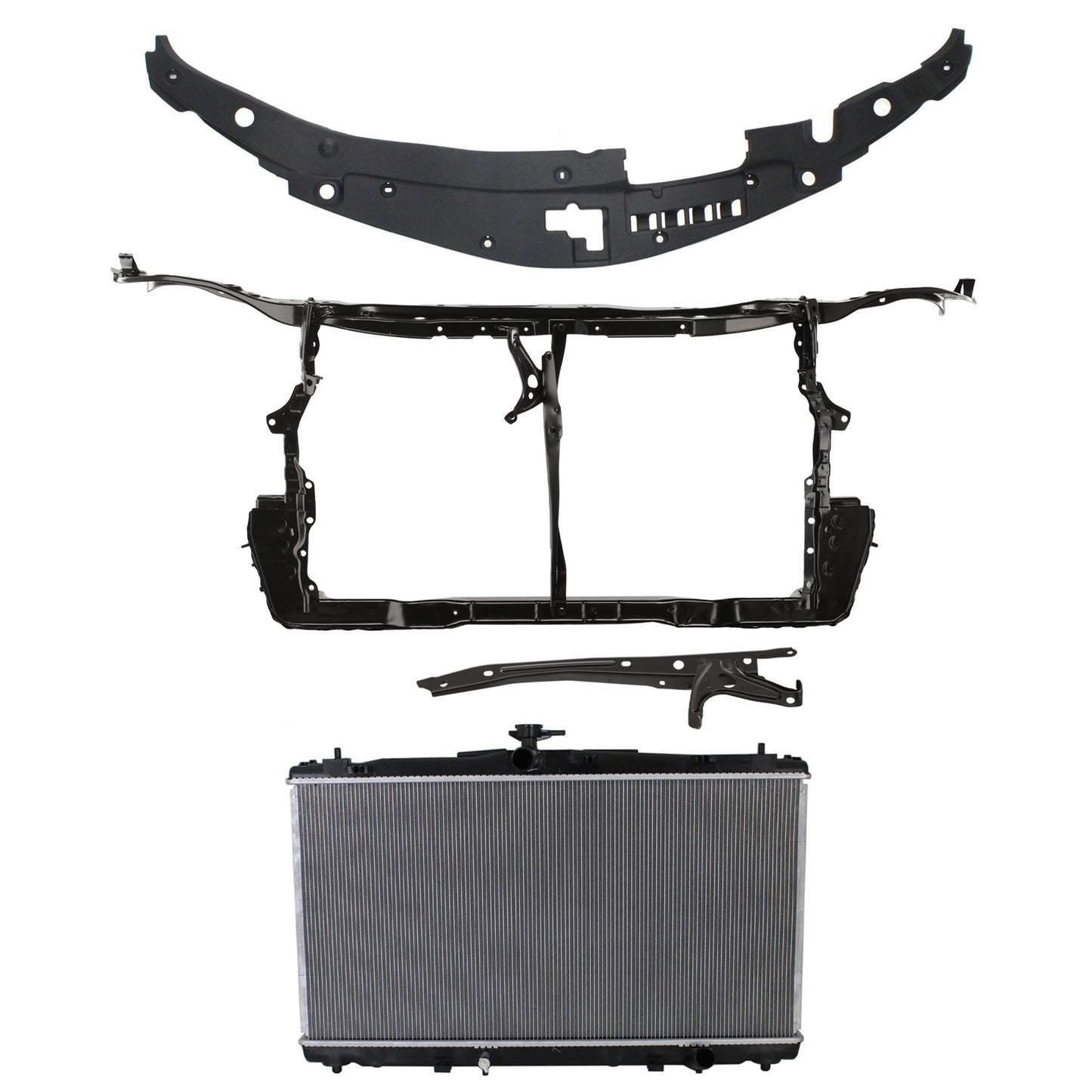 4-Piece Kit Radiator, Hood Lock Support, 6 Cyl 3.5L, includes (2) Radiator Support, (1) Radiator and (1) Radiator Support Cover