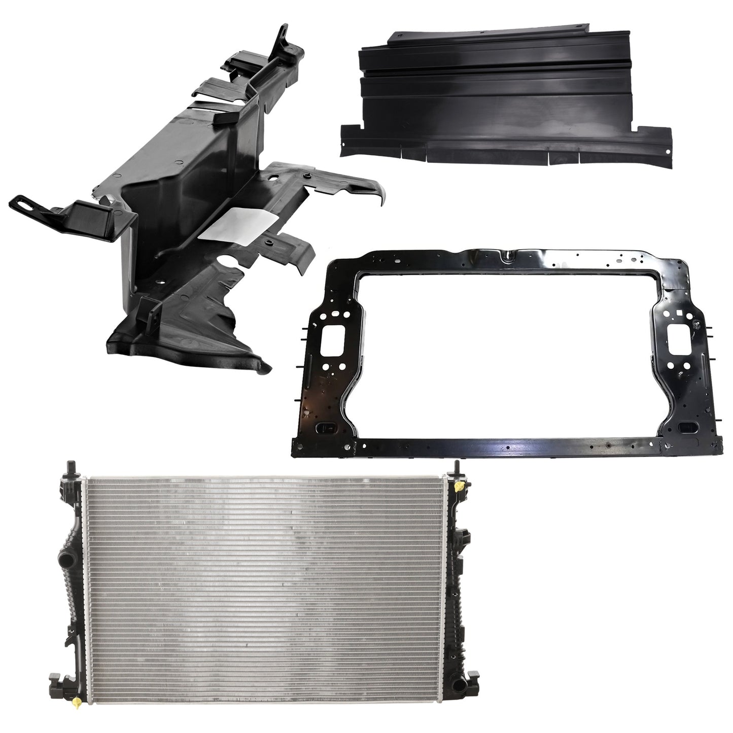 4-Piece Kit Radiator, 4 Cyl 2.4L, includes (2) Radiator Support, (1) Radiator and (1) Radiator Support Cover