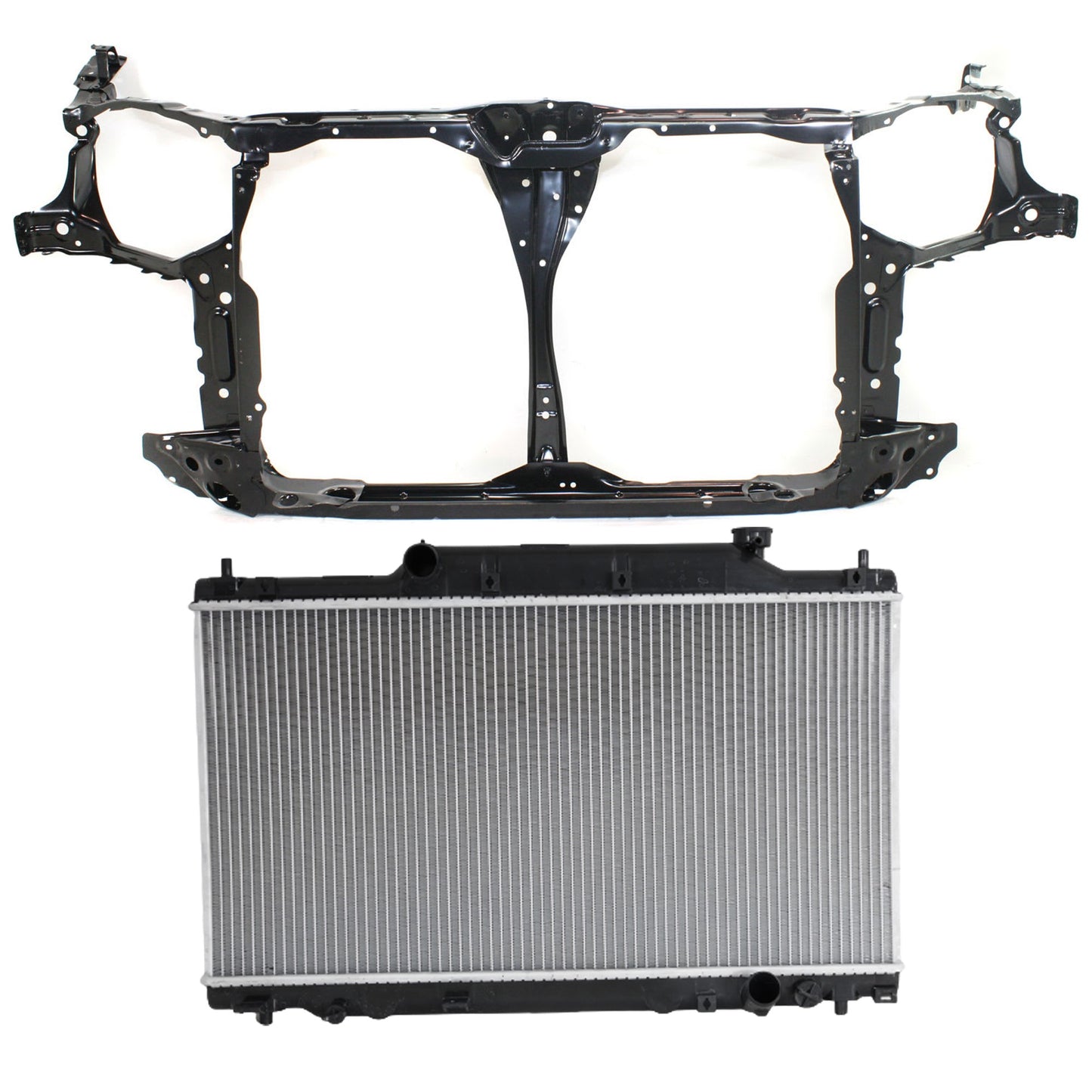 2-Piece Kit Radiator, 2.0L, 4Cyl, Hatchback Includes(1) Radiator and (1) Radiator Support