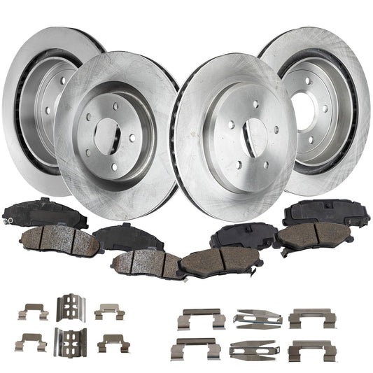 4-Wheel Set Front and Rear Brake Disc and Pad Kit, Plain Surface Front-325.12 mm/Rear-305.05 mm, Includes (4) Brake Disc and (2) Brake Pad Set