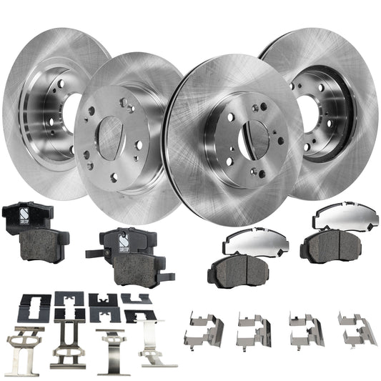 4-Wheel Set Front and Rear Brake Disc and Pad Kit, Plain Surface 5 Lugs Front-281.94 mm/Rear-260 mm Ceramic Pro-Line Series, Includes (2) Brake Pad Set and (4) Brake Disc