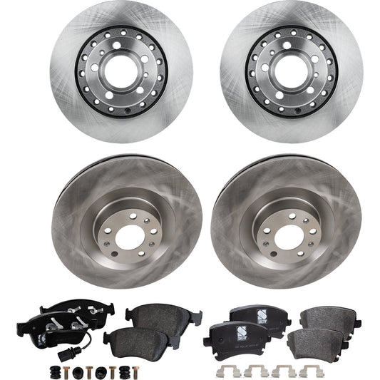 4-Wheel Set Front and Rear Brake Disc and Pad Kit, Plain Surface 5 Lugs Front-374.14 mm/Rear-309.88 mm Front-Ceramic/Rear-Organic Pro-Line Series, Includes (4) Brake Disc and (2) Brake Pad Set