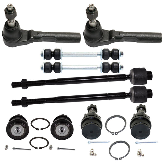 10-Piece Kit Front, Driver and Passenger Side, Inner and Outer Tie Rod End, Includes (4) Tie Rod End, (4) Ball Joint and (2) Sway Bar Link