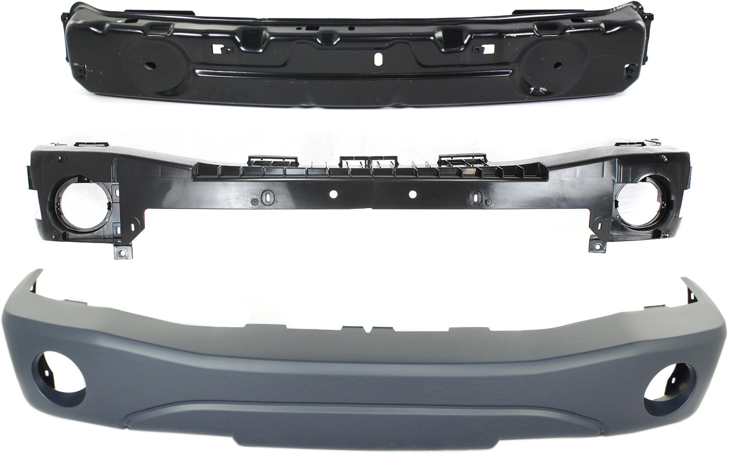3-Piece Kit, Front Primed Bumper Cover, Includes (1) Bumper Absorber, (1) Bumper Cover, and (1) Bumper Reinforcement