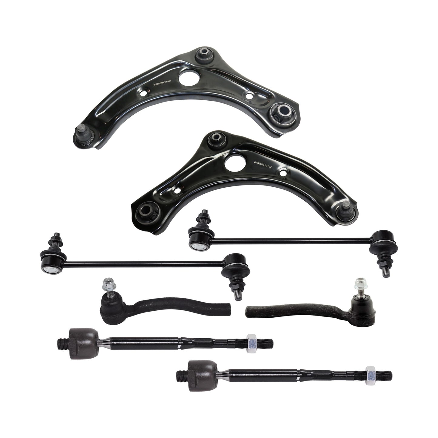 8-Piece Kit Front Suspension Kit, Includes (2) Sway Bar Link, (4) Tie Rod End and (2) Control Arm