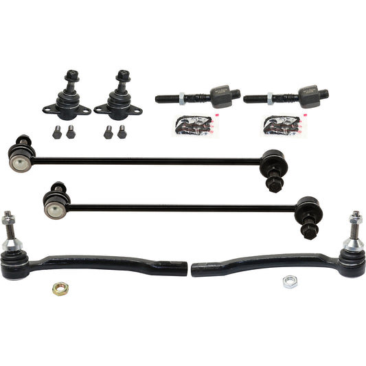 8-Piece Kit Front, Driver and Passenger Side, Inner and Outer Tie Rod End, Includes (4) Tie Rod End, (2) Sway Bar Link and (2) Ball Joint