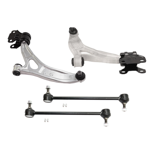 4-Piece Kit Front, Driver and Passenger Side, Lower Control Arm, Includes (2) Control Arm and (2) Sway Bar Link