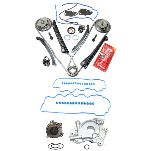 4-Piece Kit Timing Chain Kit, Includes (1) Oil Pump, (1) Timing Chain Kit, (1) Valve Cover Gasket, and (1) Water Pump
