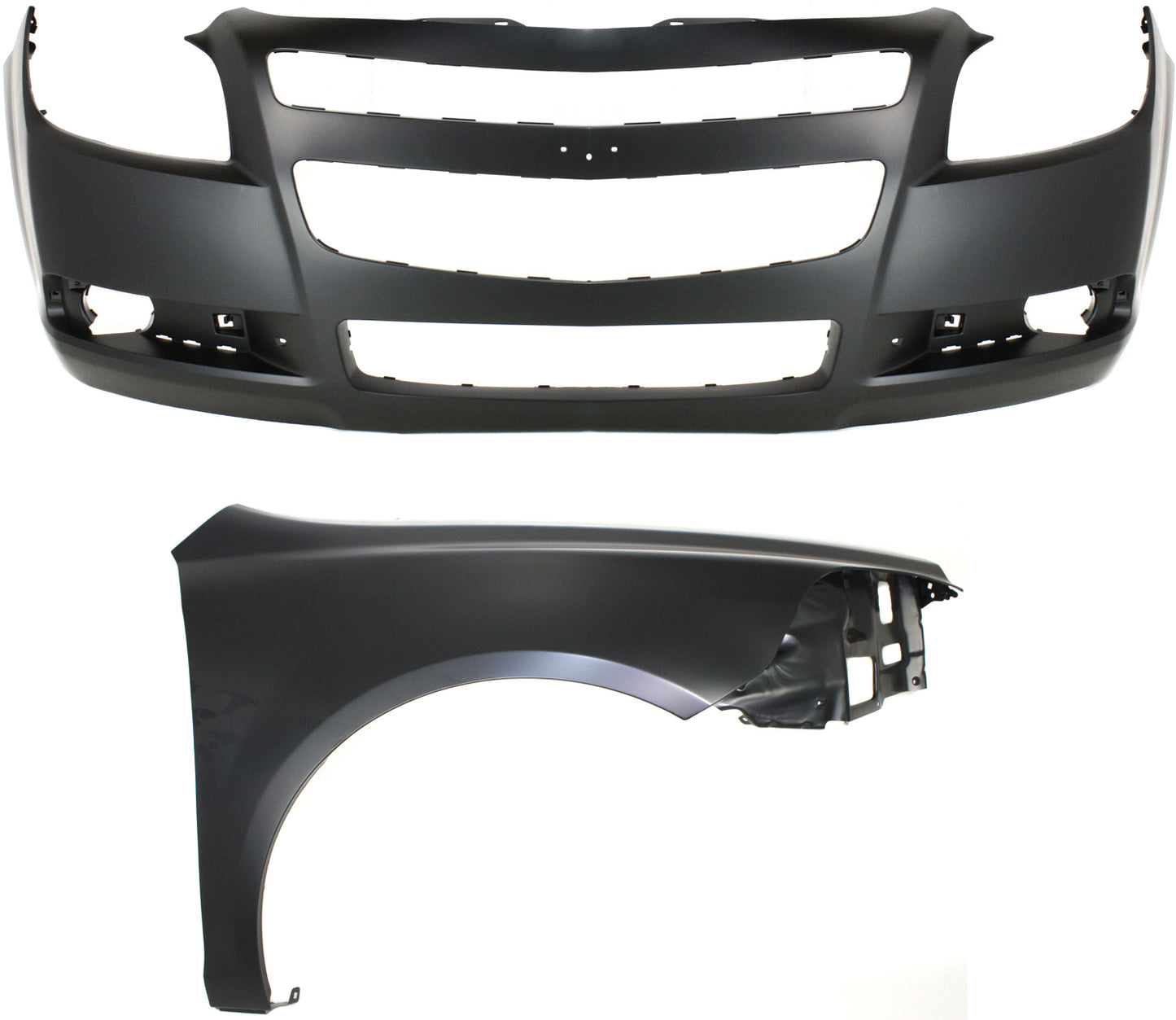 2-Piece Kit, Front Primed Bumper Cover, Sedan, Includes (1) Bumper Cover and (1) Fender
