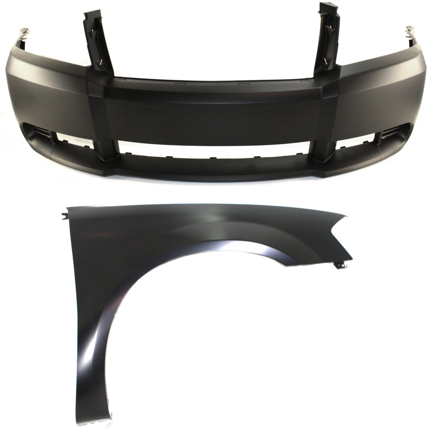 2-Piece Kit, Front Primed Bumper Cover, Includes (1) Bumper Cover and (1) Fender