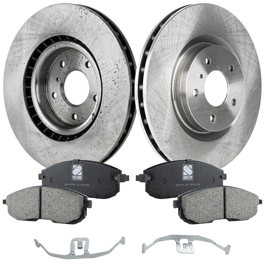 2-Wheel Set Front Brake Disc and Pad Kit, Plain Surface 5 Lugs 324 mm Ceramic, Includes (2) Brake Disc and (1) Brake Pad Set