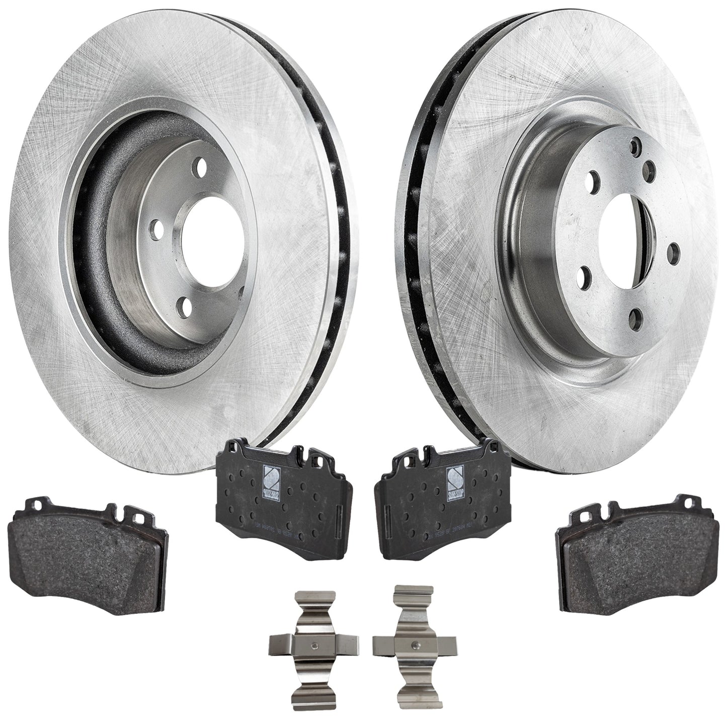 2-Wheel Set Front Brake Disc and Pad Kit, Plain Surface 5 Lugs 329.95 mm Organic Pro-Line Series, Includes (2) Brake Disc and (1) Brake Pad Set