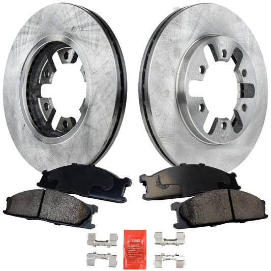 2-Wheel Set Front Brake Disc and Pad Kit, Plain Surface 6 Lugs 249.94 mm Semi-metallic RWD Pro-Line Series, Includes (1) Brake Pad Set and (2) Brake Disc