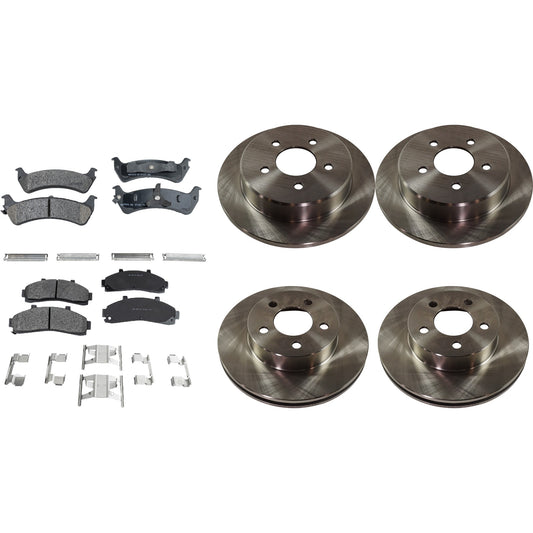 4-Wheel Set Front and Rear Brake Disc and Pad Kit, Plain Surface 5 Lugs Front-286.1 mm/Rear-284.48 mm Front-Semi-Metallic/Rear-Ceramic Pro-Line Series, Includes (4) Brake Disc and (2) Brake Pad Set