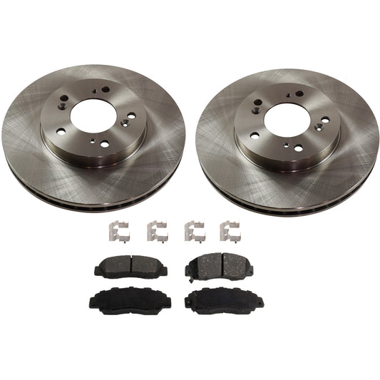 2-Wheel Set Front Brake Disc and Pad Kit, Plain Surface 5 Lugs 281.69 mm Ceramic Pro-Line Series, Includes (2) Brake Disc and (1) Brake Pad Set