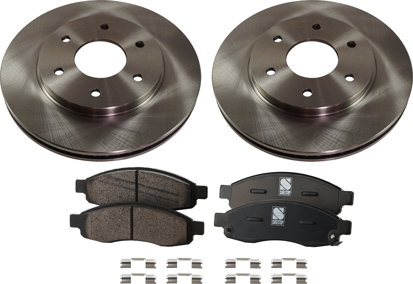 2-Wheel Set Front Brake Disc and Pad Kit, Plain Surface 6 Lugs 320.04 mm Ceramic Pro-Line Series, Includes (2) Brake Disc and (1) Brake Pad Set