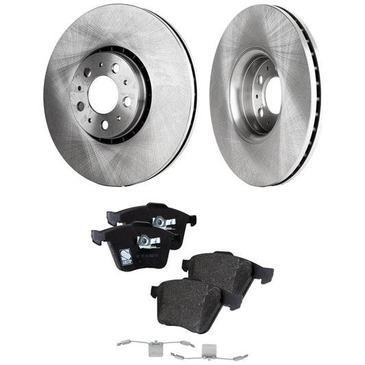2-Wheel Set Front Brake Disc and Pad Kit, Plain Surface 5 Lugs 327.91 mm Organic Pro-Line Series, Includes (2) Brake Disc and (1) Brake Pad Set