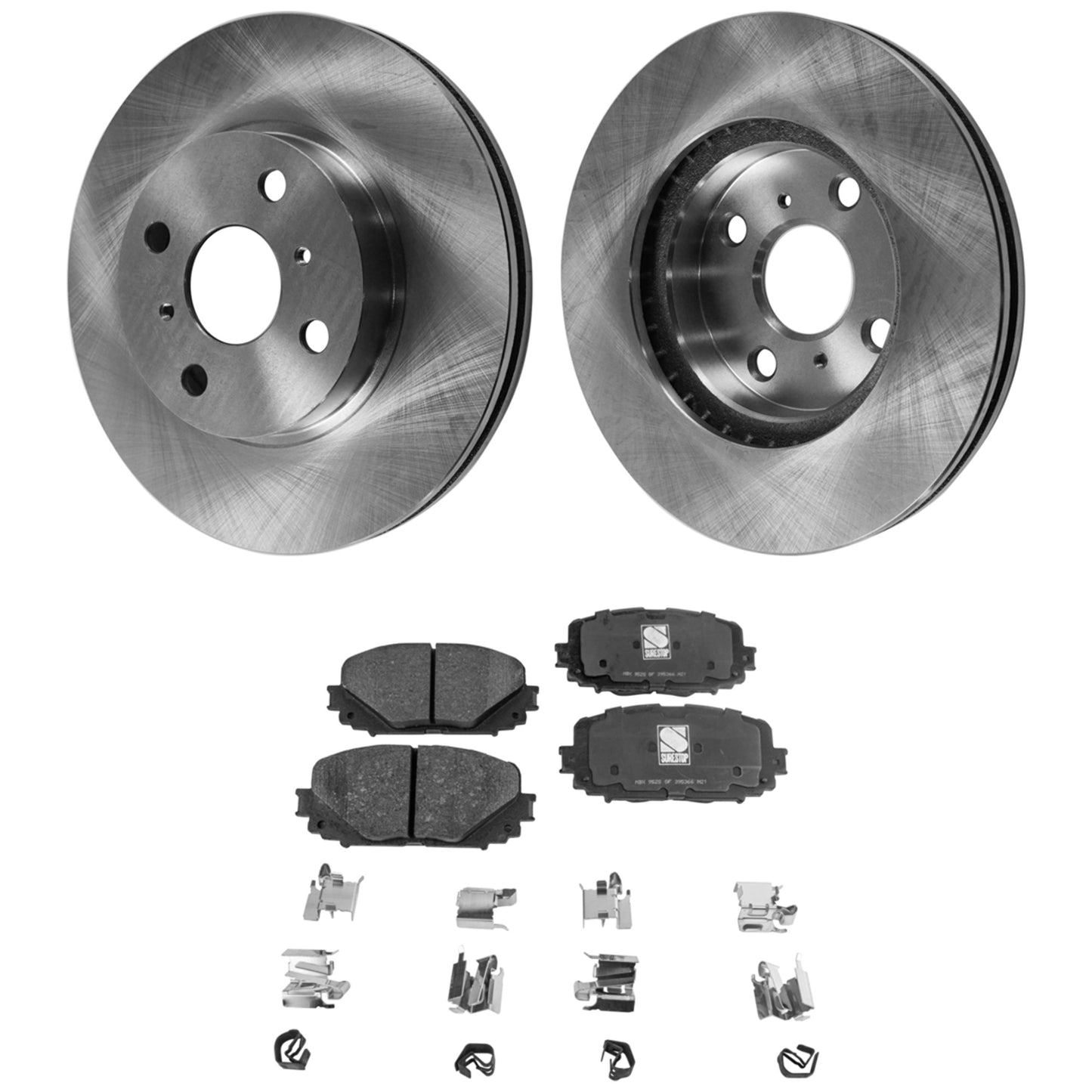 2-Wheel Set Front Brake Disc and Pad Kit, Plain Surface 4 Lugs 255.02 mm Organic Pro-Line Series, Includes (1) Brake Pad Set and (2) Brake Disc