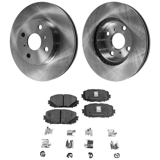 2-Wheel Set Front Brake Disc and Pad Kit, Plain Surface 4 Lugs 255.02 mm Organic Pro-Line Series, Includes (1) Brake Pad Set and (2) Brake Disc