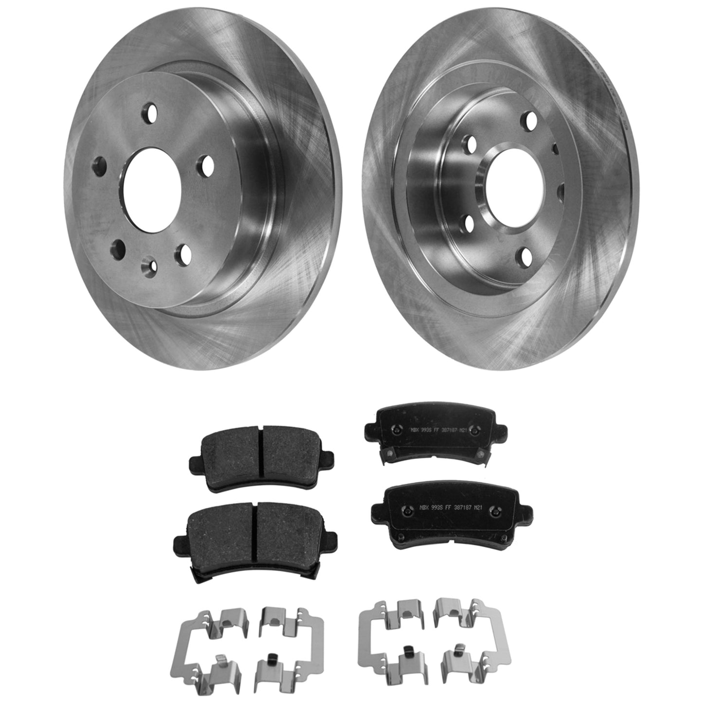 2-Wheel Set Rear Brake Disc and Pad Kit, Plain Surface 5 Lugs 292 mm Organic Pro-Line Series, Includes (1) Brake Pad Set and (2) Brake Disc