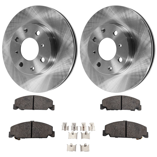 2-Wheel Set Front Brake Disc and Pad Kit, Plain Surface 4 Lugs 240.03 mm Ceramic Pro-Line Series, Includes (2) Brake Disc and (1) Brake Pad Set