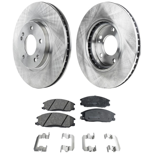 2-Wheel Set Front Brake Disc and Pad Kit, Plain Surface 5 Lugs 293.88 mm Ceramic Pro-Line Series, Includes (2) Brake Disc and (1) Brake Pad Set
