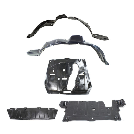 5-Piece Kit Front, Center, and Rear Engine Splash Shield, Includes (2) Fender Liner and (3) Engine Splash Shield